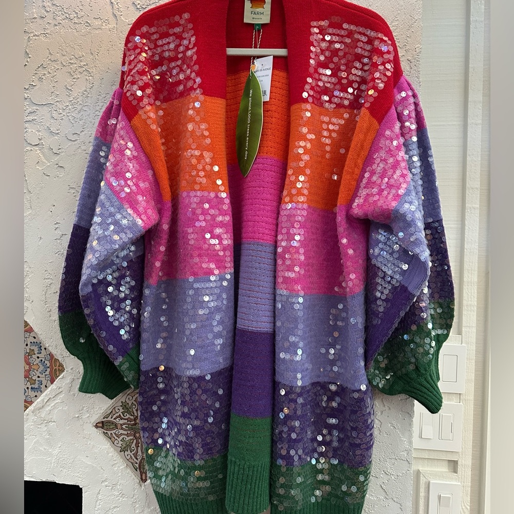FARM Rio Multicolor Sequin Cardigan